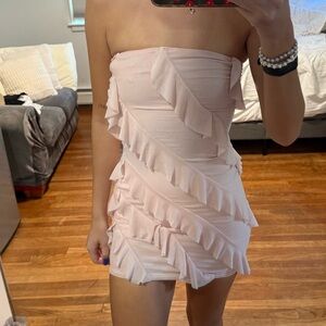 Windsor White Strapless Ruffled Mini Dress